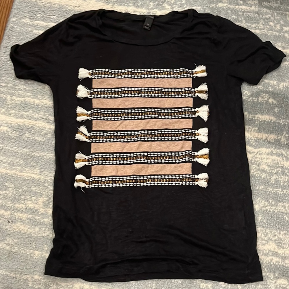 JCrew graphic tee with tassels in XS